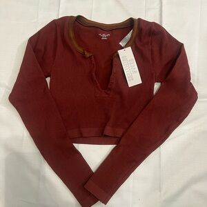 Urban Outfitters Out from Under Go For Gold Seamless Long Sleeve Top in Maroon